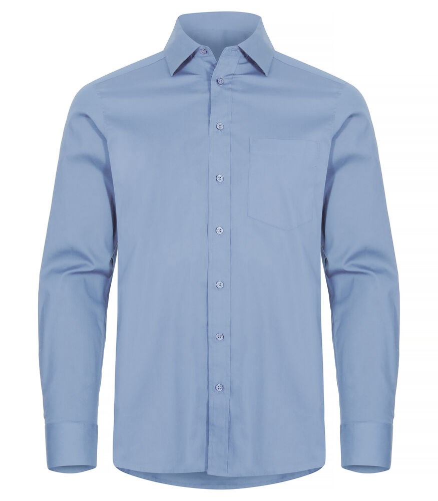 Clique - Stretch Shirt L/S Lichtblauw 4XL