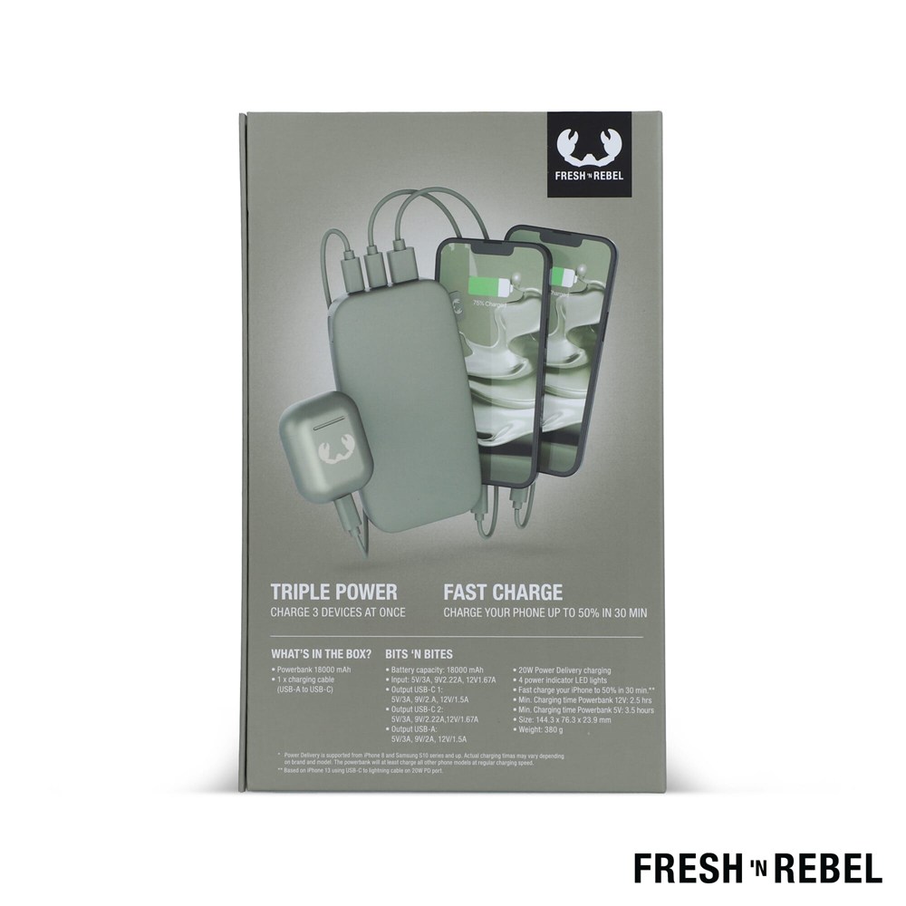2PB18100 | Fresh 'n Rebel Powerbank 18000mAh USB-C Fast Charging 20W 2PB18100 | Fresh 'n Rebel Powerbank 18000mAh USB-C Fast Charging 20W